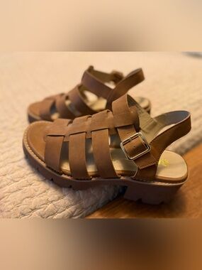 BC Footwear Brown Strappy Platform Sandals